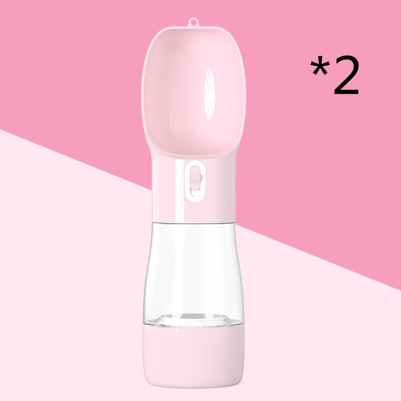 Portable 2-in-1 Dog Travel Water Bottle and Food Container, 9 oz (258 ml) Capacity with Carry Strap