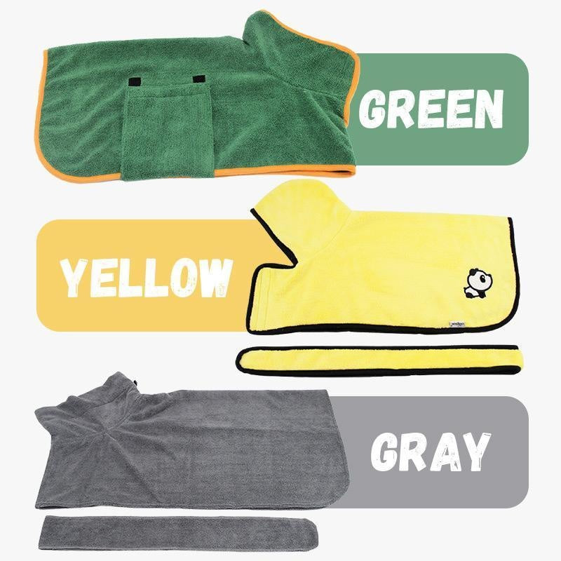 Microfiber Dog Drying Bathrobe with Waist Wrap Design and Adjustable Neck and Chest Straps
