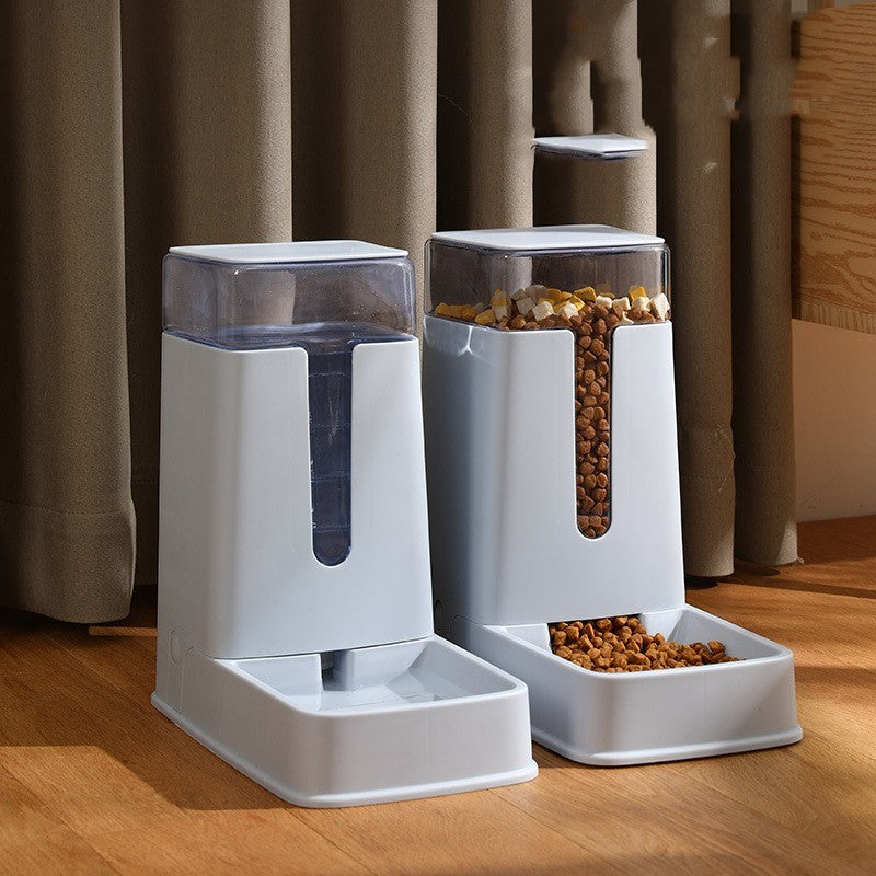 Double Bowl Gravity Food and Water Station for Cats and Dogs, 118 oz (3.5 L) PP Reservoir Capacity