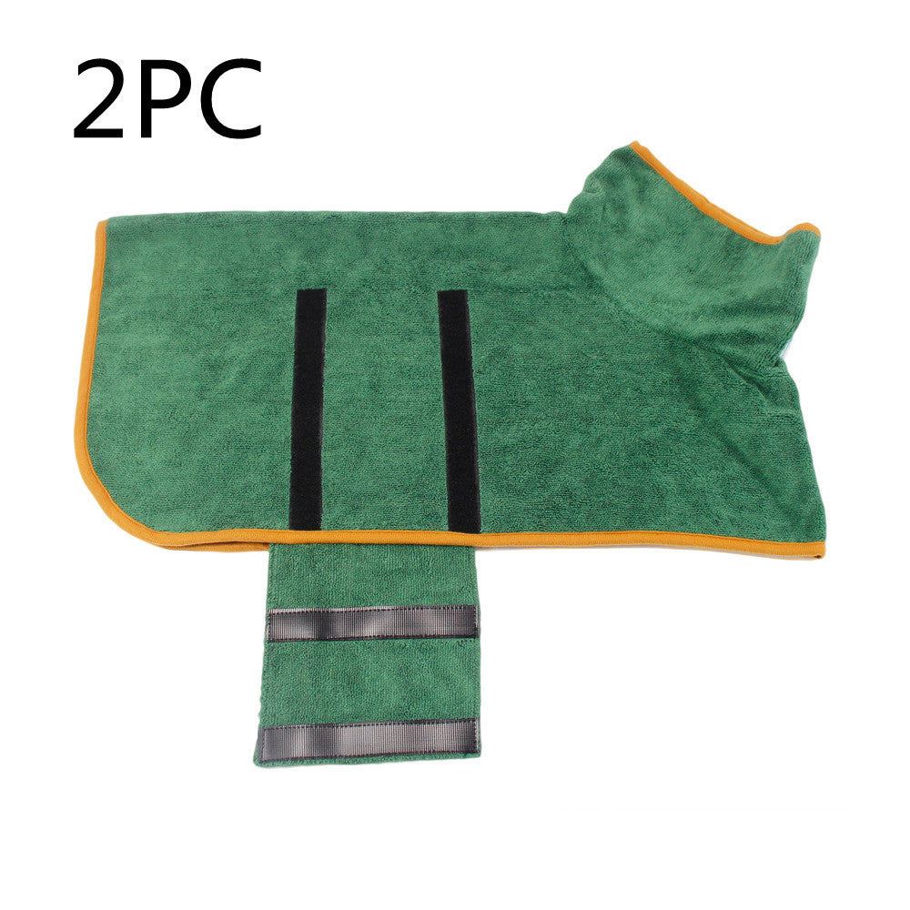 Microfiber Dog Drying Bathrobe with Waist Wrap Design and Adjustable Neck and Chest Straps