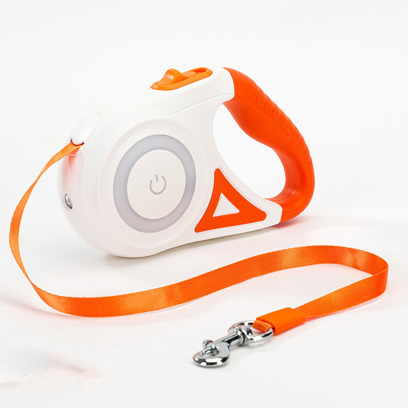 Retractable Dog Leash with Integrated Spotlight in ABS Housing, 10 ft (3 m) or 16 ft (5 m) Lengths