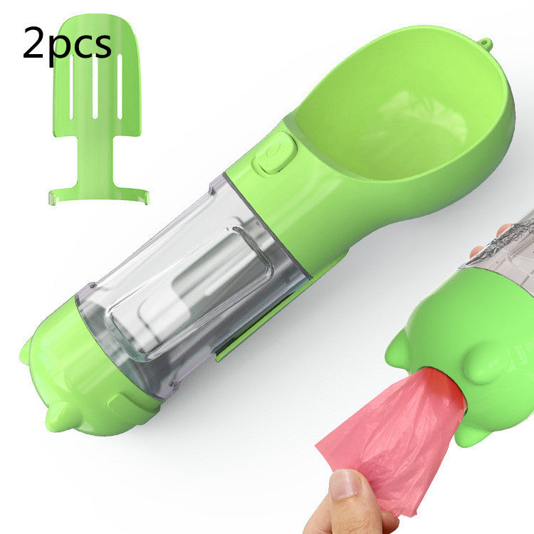 Travel Water Bottle for Dogs with Removable Feeder Bowl and Waste Bag Holder, 10 oz (300 ml) or 17 oz (500 ml)