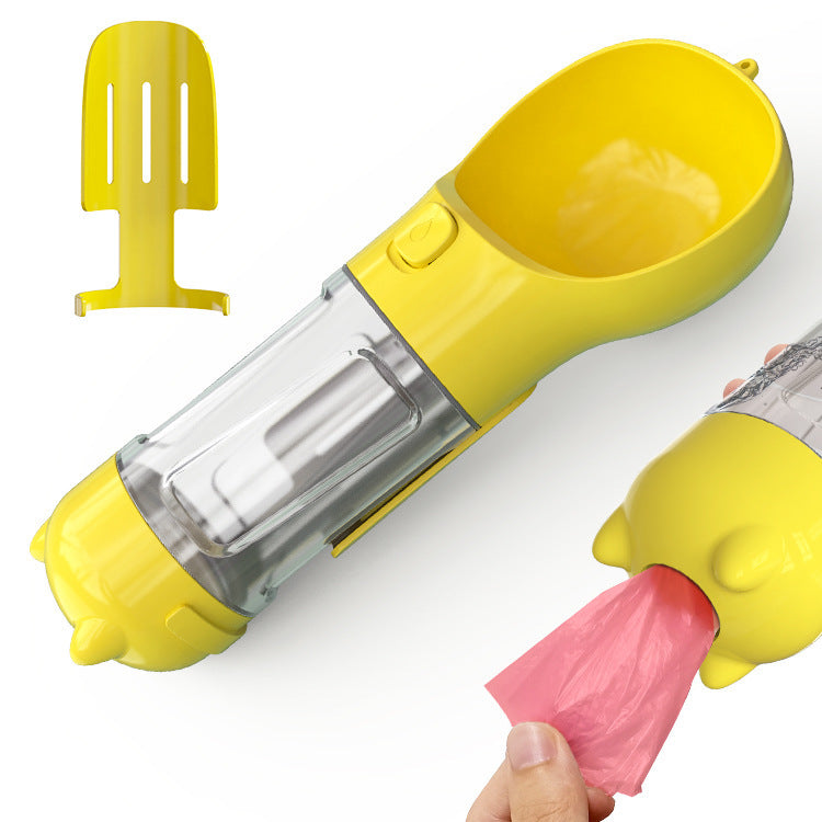 Travel Water Bottle for Dogs with Removable Feeder Bowl and Waste Bag Holder, 10 oz (300 ml) or 17 oz (500 ml)