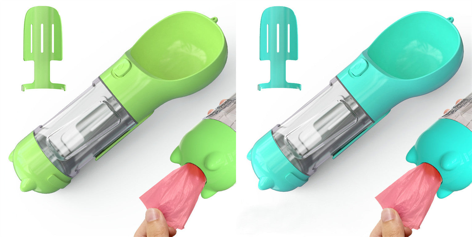 Travel Water Bottle for Dogs with Removable Feeder Bowl and Waste Bag Holder, 10 oz (300 ml) or 17 oz (500 ml)