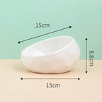 Slanted-Mouth Ceramic Cat Feeding Bowl with Optional Raised Stand, Four Color Options