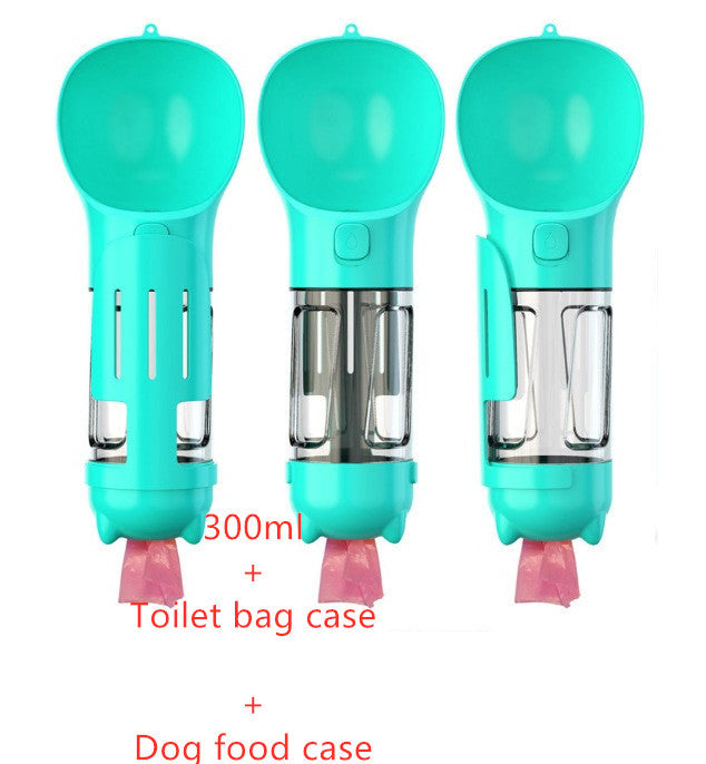 Travel Water Bottle for Dogs with Removable Feeder Bowl and Waste Bag Holder, 10 oz (300 ml) or 17 oz (500 ml)