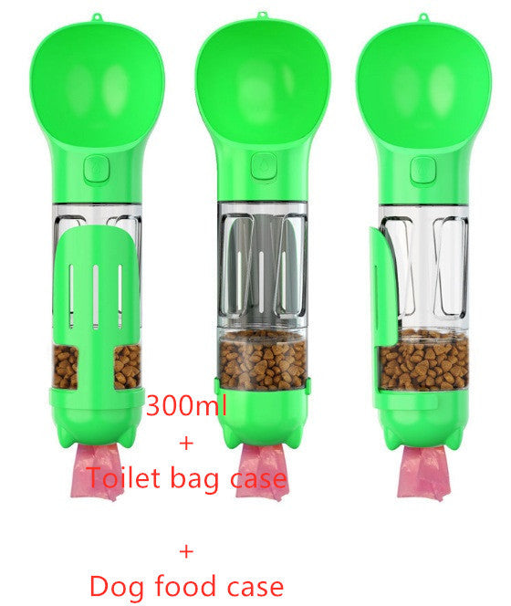 Travel Water Bottle for Dogs with Removable Feeder Bowl and Waste Bag Holder, 10 oz (300 ml) or 17 oz (500 ml)