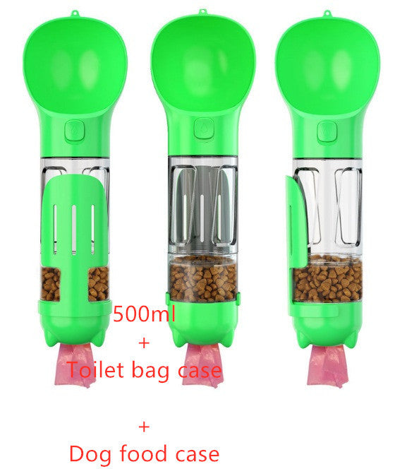 Travel Water Bottle for Dogs with Removable Feeder Bowl and Waste Bag Holder, 10 oz (300 ml) or 17 oz (500 ml)