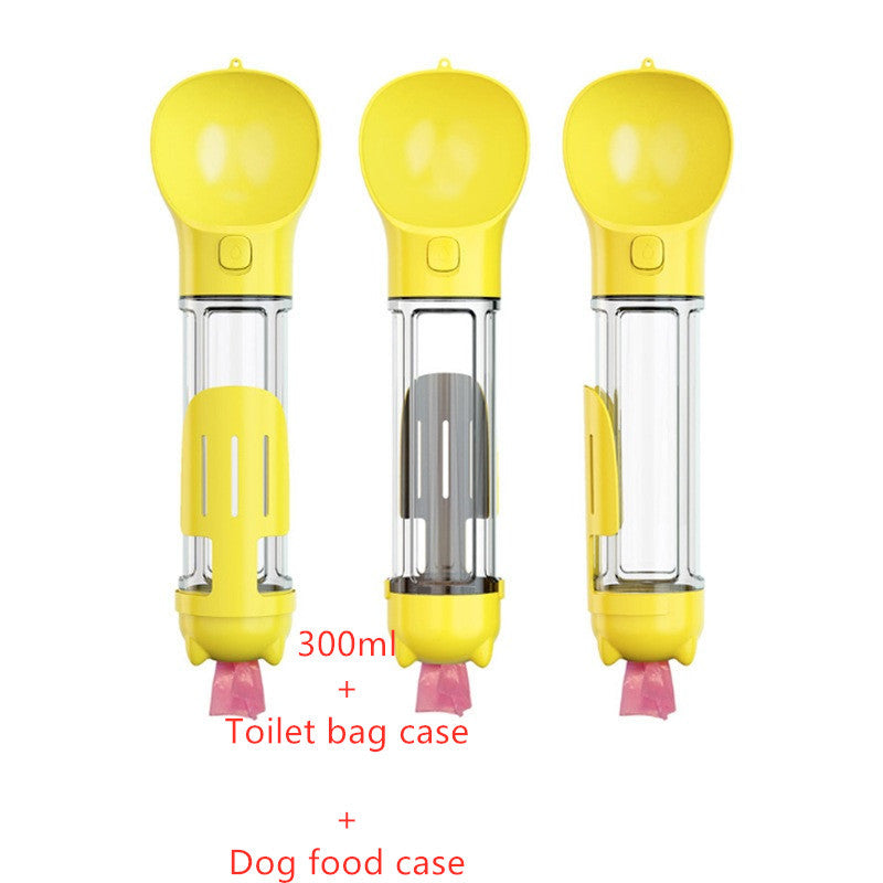 Travel Water Bottle for Dogs with Removable Feeder Bowl and Waste Bag Holder, 10 oz (300 ml) or 17 oz (500 ml)