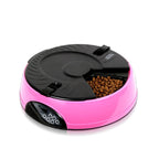 Automatic Cat and Dog Feeder with Six Rotating Timed Trays, Digital Display, and Voice Recording Playback