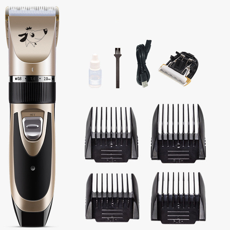 Quiet Rechargeable Pet Grooming Clipper with Ceramic Blade, 5 Speed Settings and 4 Guide Combs