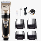Quiet Rechargeable Pet Grooming Clipper with Ceramic Blade, 5 Speed Settings and 4 Guide Combs
