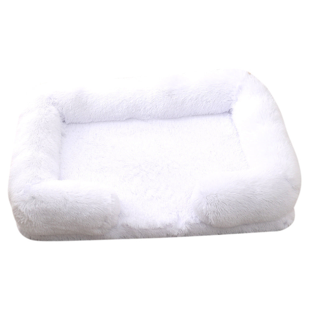 Round Plush Bolster Pet Bed for Dogs and Cats with Raised Rim, 25 Color Options, Sizes S to XXL
