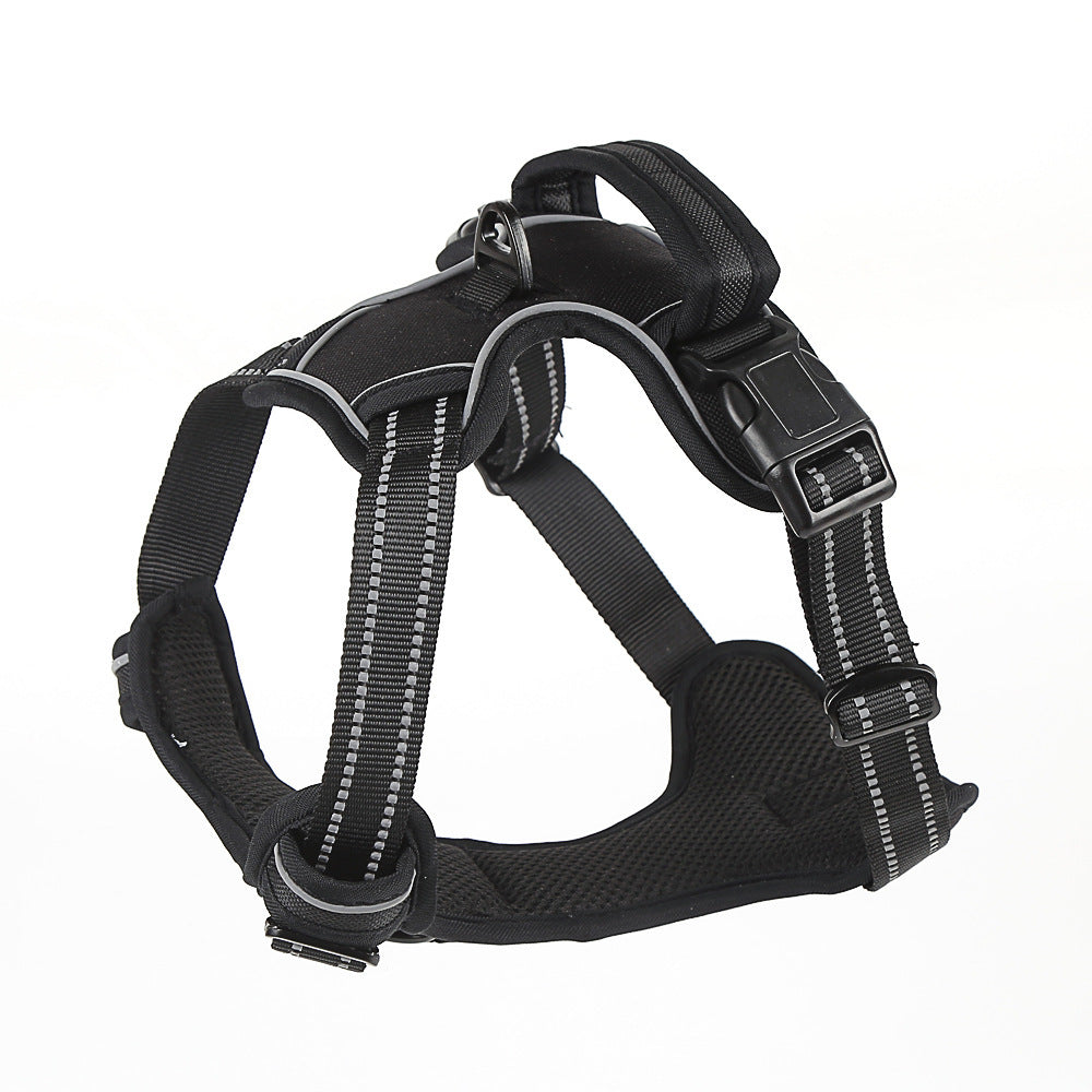 Adjustable No-Pull Dog Harness Vest with Reflective Trim, Breathable Polyester, Sizes S to XL