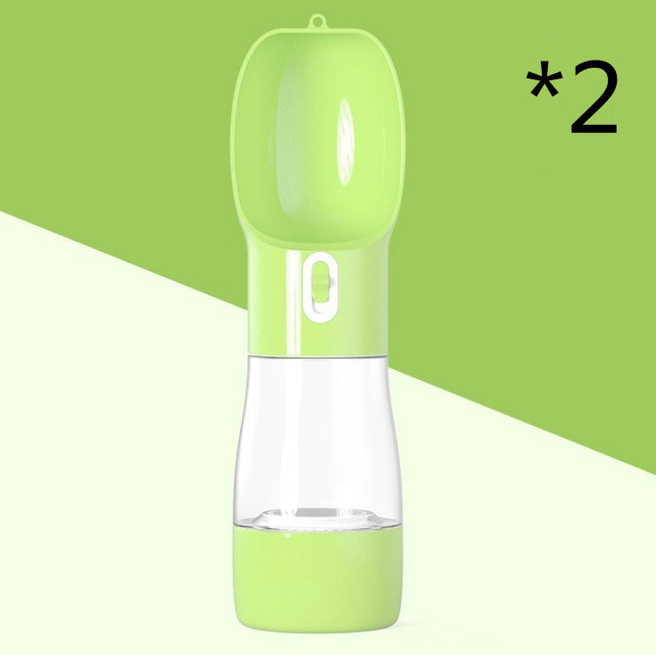 Portable 2-in-1 Dog Travel Water Bottle and Food Container, 9 oz (258 ml) Capacity with Carry Strap