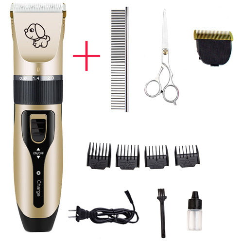 Quiet Rechargeable Pet Grooming Clipper with Ceramic Blade, 5 Speed Settings and 4 Guide Combs