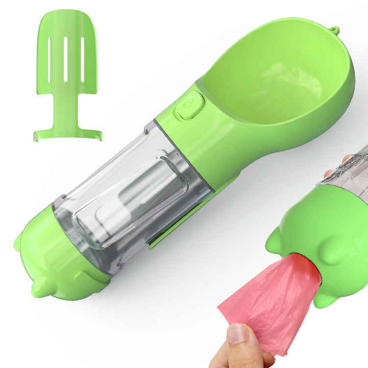 Travel Water Bottle for Dogs with Removable Feeder Bowl and Waste Bag Holder, 10 oz (300 ml) or 17 oz (500 ml)