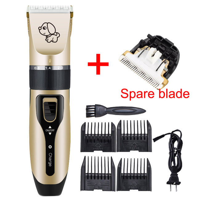 Quiet Rechargeable Pet Grooming Clipper with Ceramic Blade, 5 Speed Settings and 4 Guide Combs