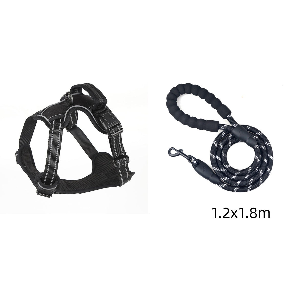 Adjustable No-Pull Dog Harness Vest with Reflective Trim, Breathable Polyester, Sizes S to XL