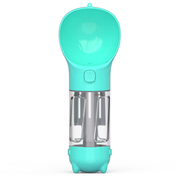Mint green bottle standing alone, front view