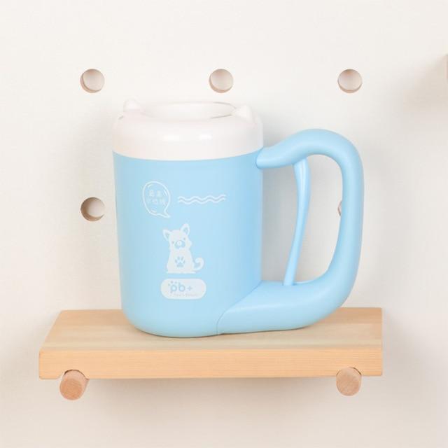 Press Handle Paw Cleaning Cup for Dogs and Cats with Rotating Silicone Brush