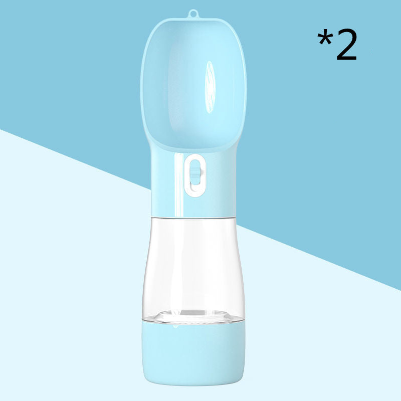 Portable 2-in-1 Dog Travel Water Bottle and Food Container, 9 oz (258 ml) Capacity with Carry Strap