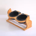 Raised Ceramic Feeding Dish for Cats with Stand, 14 oz (400 ml), Single or Double Bowl