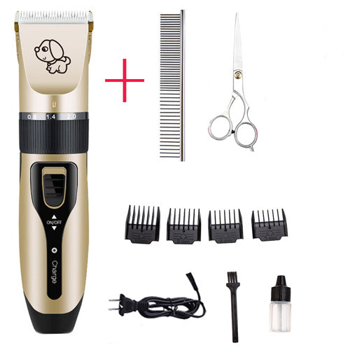 Quiet Rechargeable Pet Grooming Clipper with Ceramic Blade, 5 Speed Settings and 4 Guide Combs