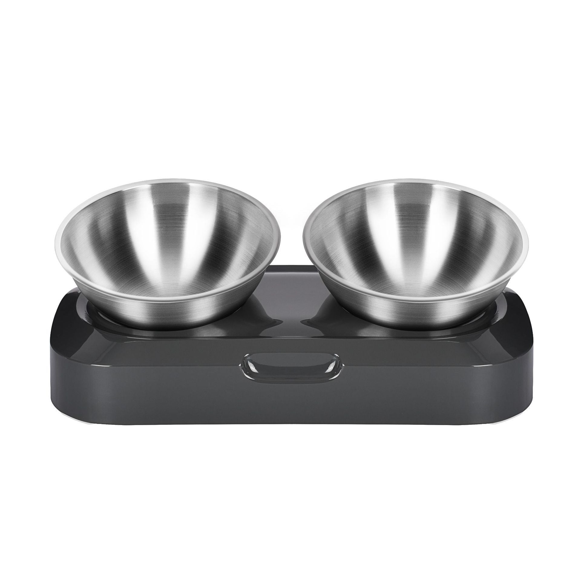 Raised Stainless Steel Feeder for Cats and Dogs with Tilt Adjustment, Single or Double Bowl