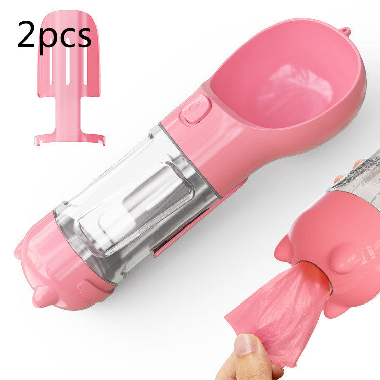 Travel Water Bottle for Dogs with Removable Feeder Bowl and Waste Bag Holder, 10 oz (300 ml) or 17 oz (500 ml)