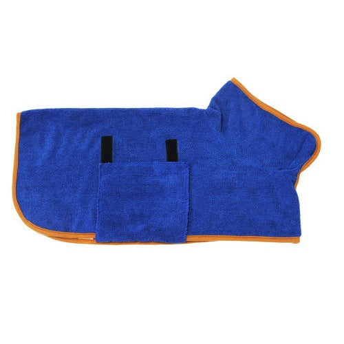Microfiber Dog Drying Bathrobe with Waist Wrap Design and Adjustable Neck and Chest Straps