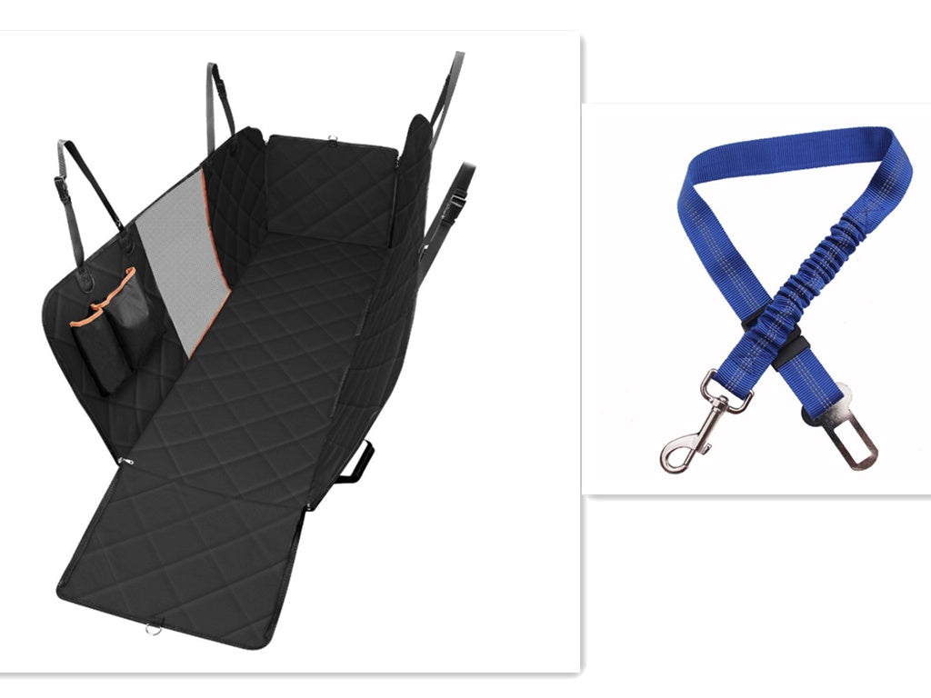 Waterproof Oxford Cloth Hammock Seat Cover for Dogs with Mesh Viewing Window and Storage Pocket