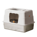 Rust-Resistant Stainless Steel Enclosed Cat Litter Pan, Low-Profile 19.7 x 13.8 x 3.9 in (50 x 35 x 10 cm)