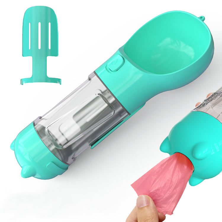 Travel Water Bottle for Dogs with Removable Feeder Bowl and Waste Bag Holder, 10 oz (300 ml) or 17 oz (500 ml)