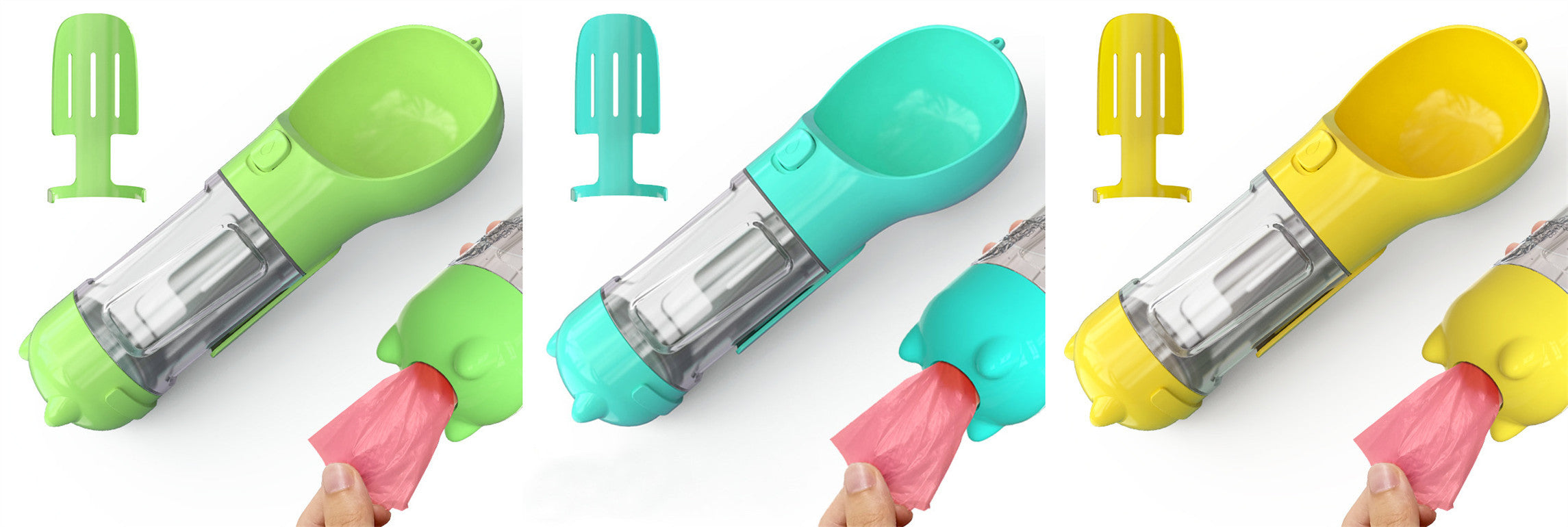 Travel Water Bottle for Dogs with Removable Feeder Bowl and Waste Bag Holder, 10 oz (300 ml) or 17 oz (500 ml)