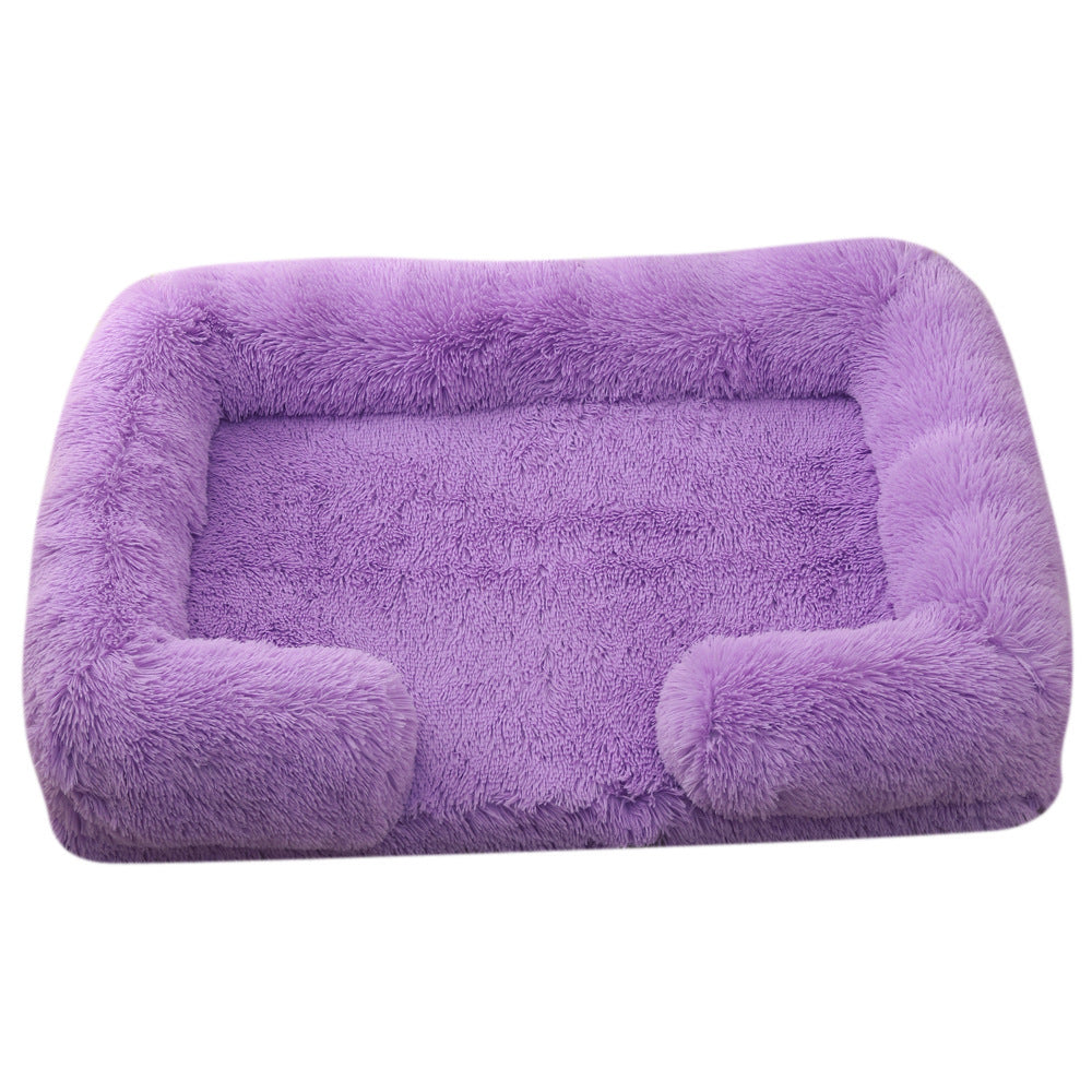 Round Plush Bolster Pet Bed for Dogs and Cats with Raised Rim, 25 Color Options, Sizes S to XXL