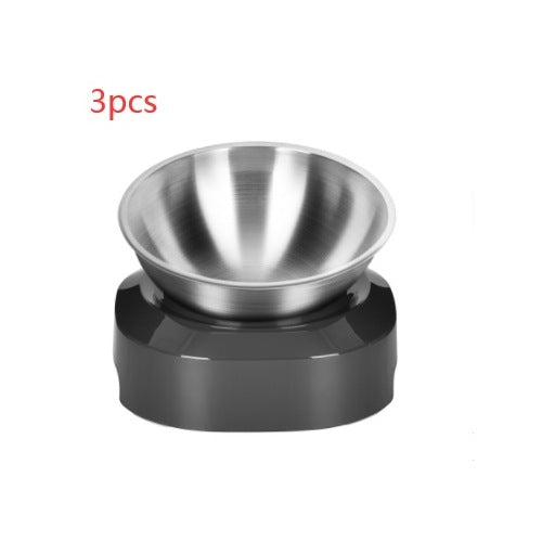 Raised Stainless Steel Feeder for Cats and Dogs with Tilt Adjustment, Single or Double Bowl