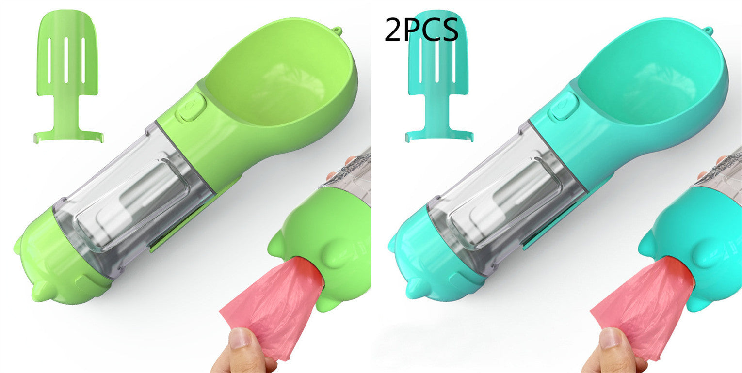 Travel Water Bottle for Dogs with Removable Feeder Bowl and Waste Bag Holder, 10 oz (300 ml) or 17 oz (500 ml)