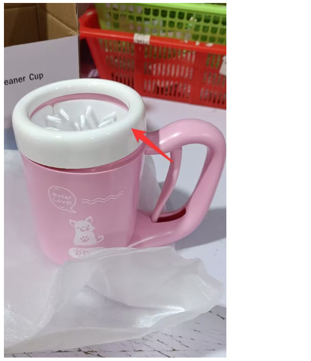 Press Handle Paw Cleaning Cup for Dogs and Cats with Rotating Silicone Brush