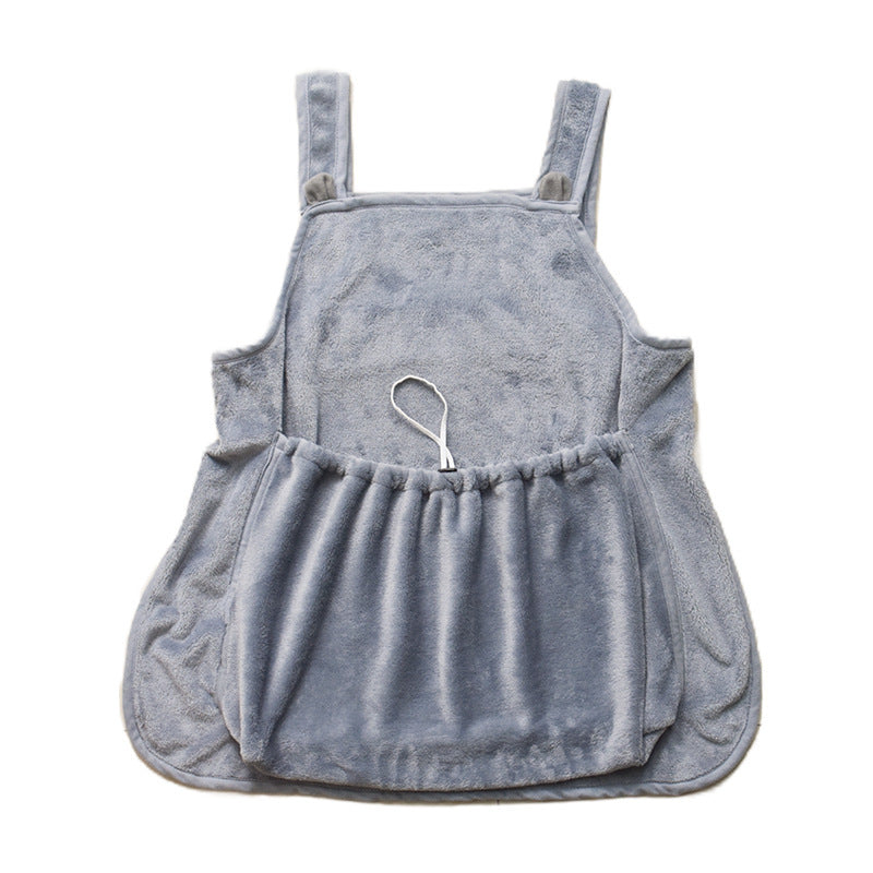 Gray Anti-Stick Plush Camisole Vest for Cats and Small Dogs, Apron Pinafore Style, 1-7 kg (2-15 lb)