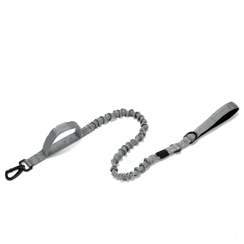 Dog Collar and Leash Set in Heavy Nylon Webbing with Padded Handle or Bungee Traffic Loop, Sizes M to XL