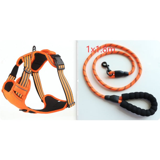 Adjustable No-Pull Dog Harness Vest with Reflective Trim, Breathable Polyester, Sizes S to XL