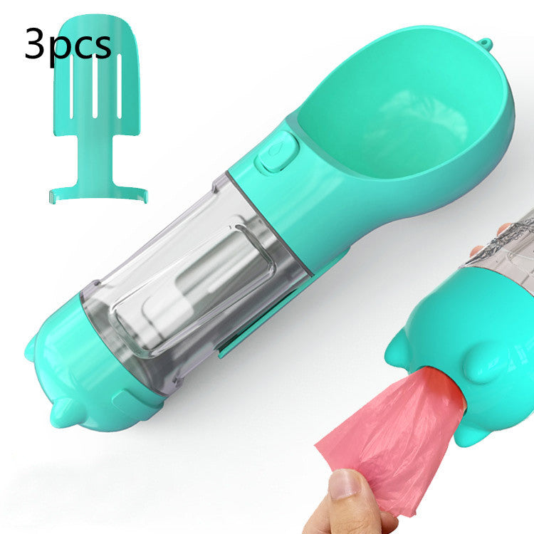 Travel Water Bottle for Dogs with Removable Feeder Bowl and Waste Bag Holder, 10 oz (300 ml) or 17 oz (500 ml)