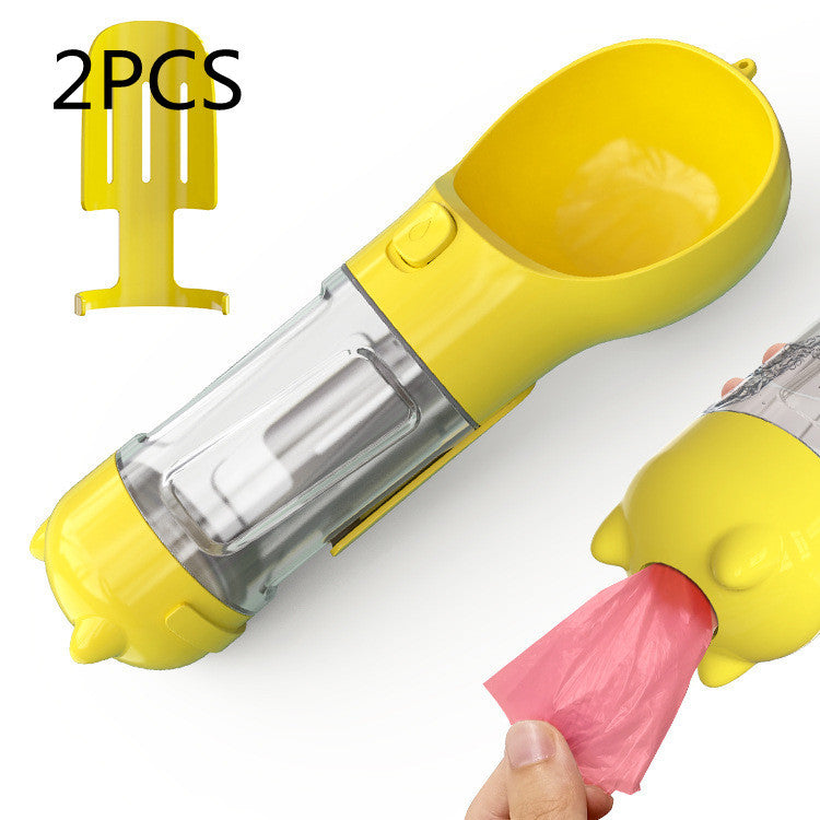 Travel Water Bottle for Dogs with Removable Feeder Bowl and Waste Bag Holder, 10 oz (300 ml) or 17 oz (500 ml)