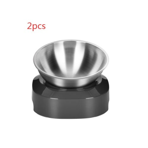 Raised Stainless Steel Feeder for Cats and Dogs with Tilt Adjustment, Single or Double Bowl