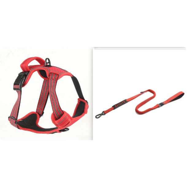 Adjustable No-Pull Dog Harness Vest with Reflective Trim, Breathable Polyester, Sizes S to XL