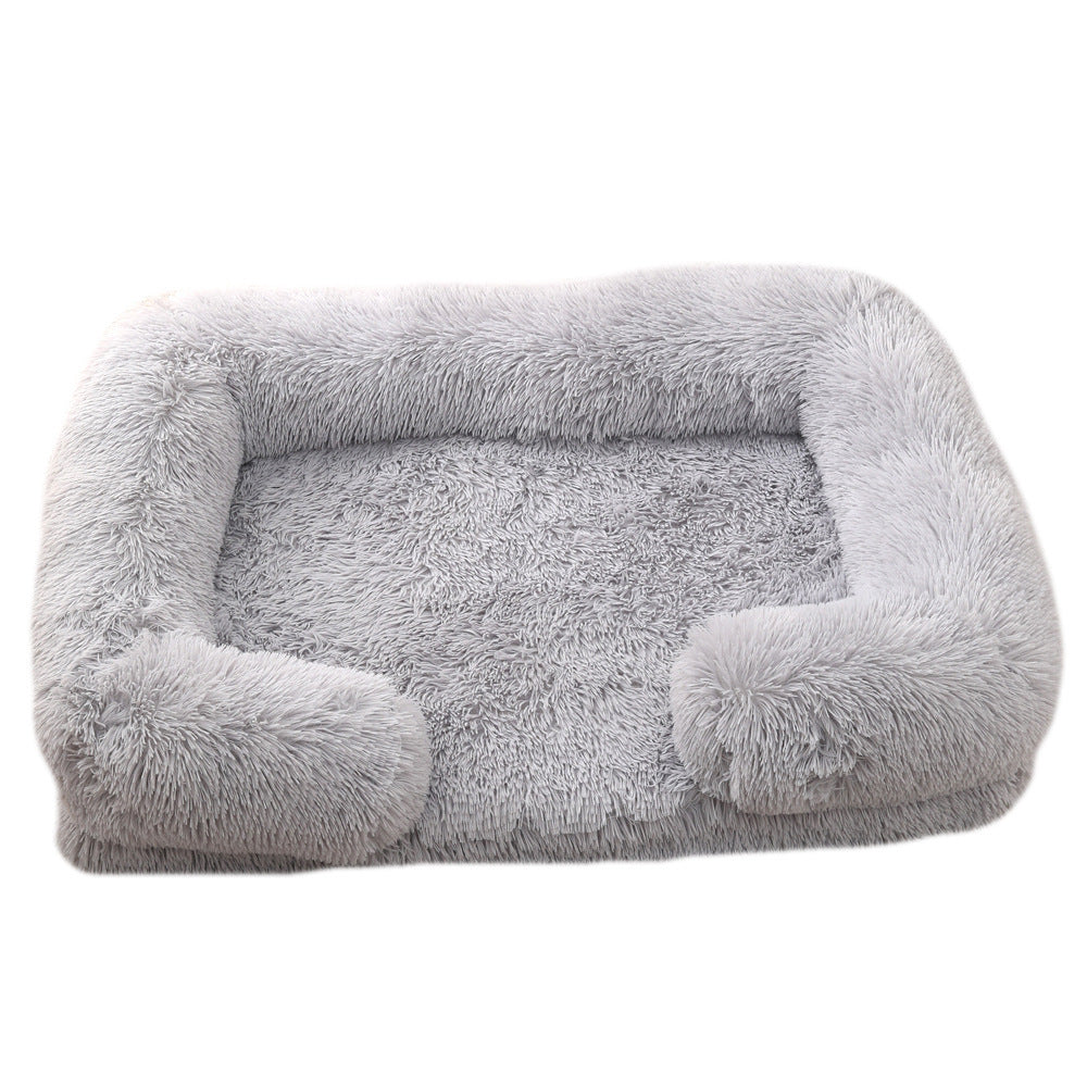 Round Plush Bolster Pet Bed for Dogs and Cats with Raised Rim, 25 Color Options, Sizes S to XXL