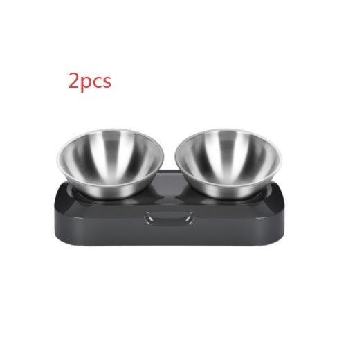 Raised Stainless Steel Feeder for Cats and Dogs with Tilt Adjustment, Single or Double Bowl
