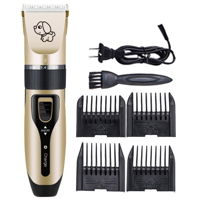 Quiet Rechargeable Pet Grooming Clipper with Ceramic Blade, 5 Speed Settings and 4 Guide Combs