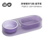 Ceramic Cat Bowl and Stainless Steel Spoon Set for Wet Food, Three Pastel Colors